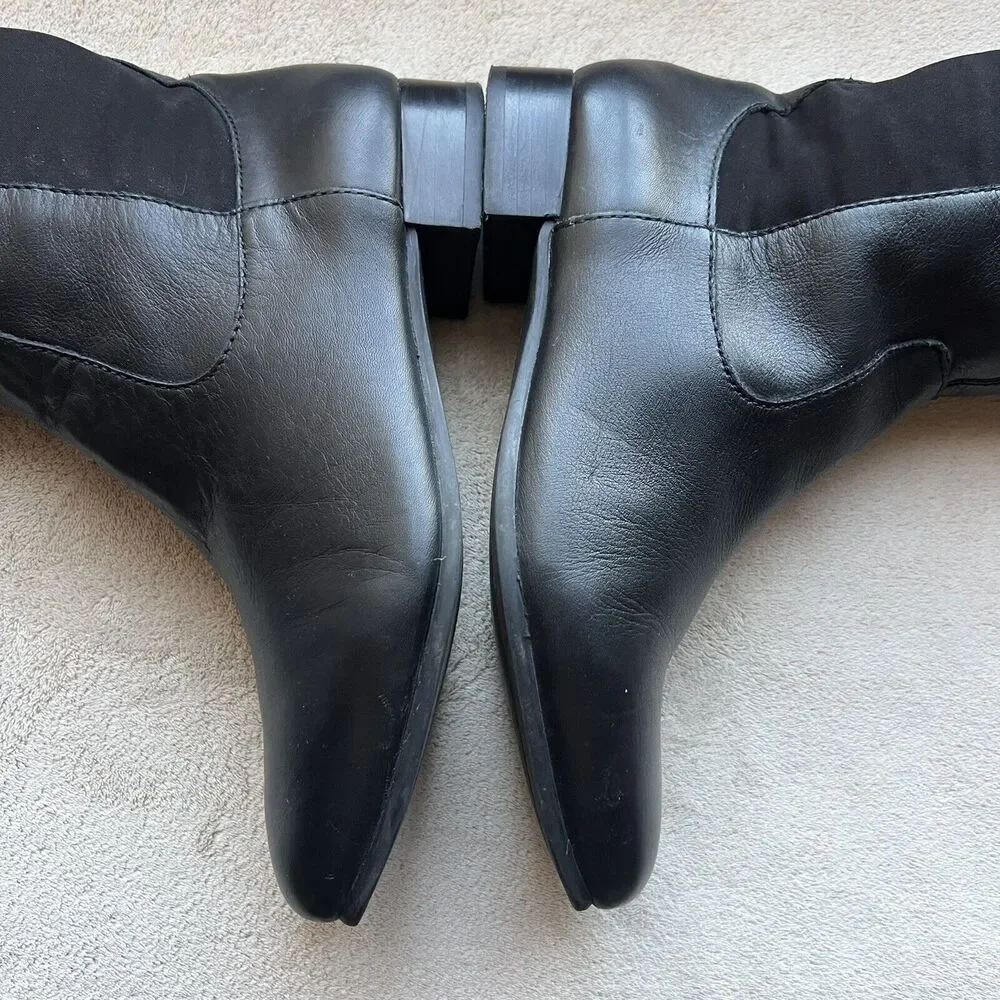 Louise et Cie Andora Black Leather Over the Knee Riding Boot Stretch Panel 5‎ M